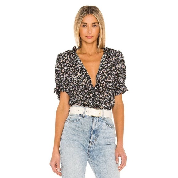 Selkie Tops - Selkie Floral The Bistro Blouse in Spirit Floral Ruffle Detail Women’s S…